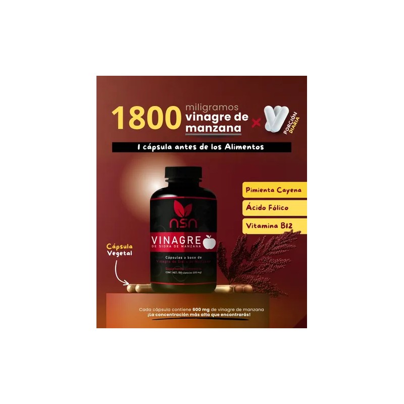 Nsn Vinagre De Sidra De Manzana | Vitamina B12, Ácido