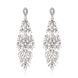 EVER FAITH Crystal Earrings for Wedding, Sparkling Marquise Shaped Rhinestone Drop Dangle Chandelier Earrings, Crystal