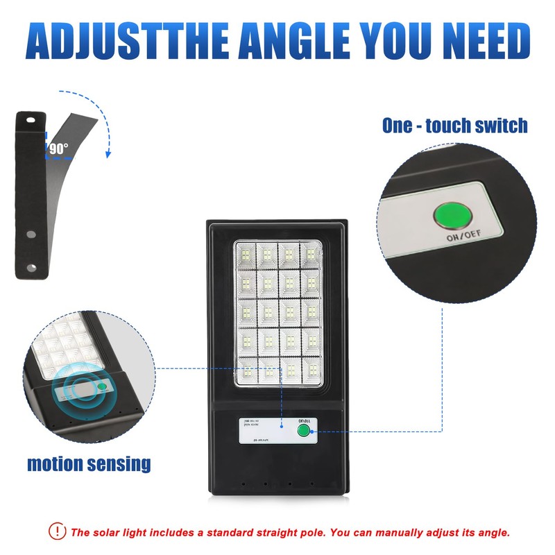 PCYIS Solar Street Lights Outdoor 2000LM, 6500K LED Solar Floodlight