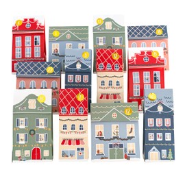 Papierdrachen Adv Houses Crate Bags Gold Foiled Christmas Town Set 01