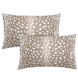 Antelope Lumbar Pillow Covers 12X20 Inch Beige Deer Animal Print Decorative Pillow Cases Modern Neutral Faux Fawn Cotton Linen Throw Pillows Set of 2 Home Decor for Sofa Porch Couch Outdoor