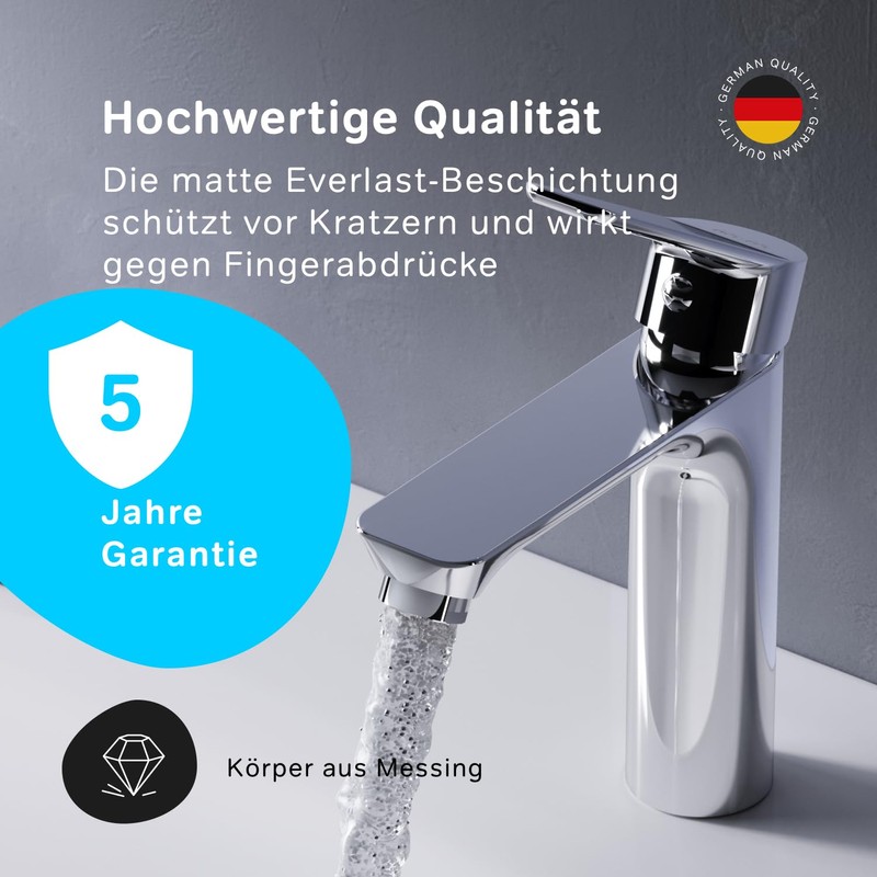 AM.PM Hit FTA02200 Washbasin Tap with Single-Lever Mixer Tap Short