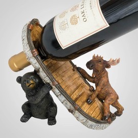 Lipco Polystone Bear, Moose, and Canoe Wine Bottle Holder, 7.5-inch Length, Kitchen Accessories