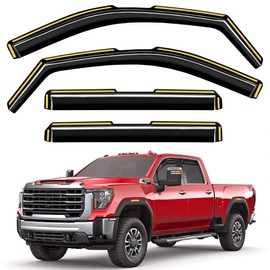 saleago Saleago in-Channel Window Rain Guards Fit for Chevy Silverado/GMC Sierra 2500HD 3500HD 2020-2025 Crew Cab Extra Durable Window Visors Window Deflectors Vent Shades Car Accessories-4 pcs 2-Q12