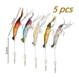 GYWHOOFT Set of 5 Shrimp Lures Fishing Tackle Lures Set Shrimp Worm Shrimp Bait Fishing Lure Kit Bait River Fishing Night Fishing Sea Fishing with Fishing Hooks Soft Lures