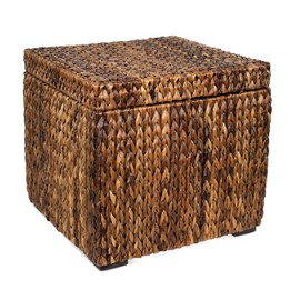 BIRDROCK HOME Woven Storage Cube - Abaca Seagrass Decorative Ottoman - Living Room Side Table - Store Blankets Pillows Magazines Books Remotes