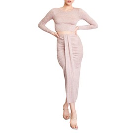 Forever 21 Women's Crop Top & Bodycon Midi Skirt Set, Brown, Small