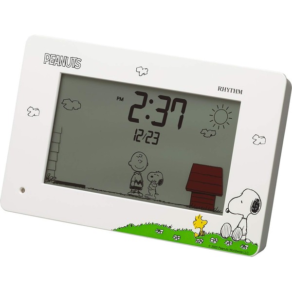 RHYTHM 8RDA79MS03 Snoopy Alarm Clock Funny Action Digital Clock Calendar