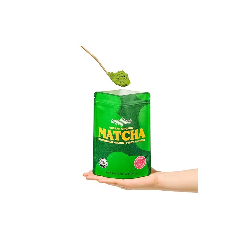 GRIN MOOD Organic Ceremonial Matcha Powder - Decaffeinated Green Tea