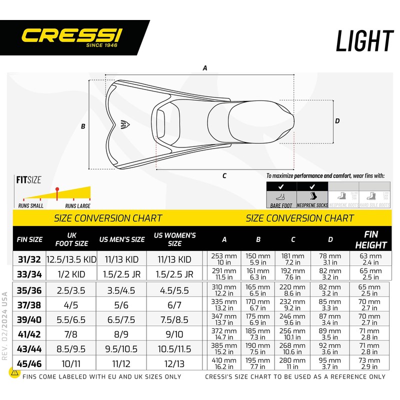 Cressi Light, Yellow, 37/38