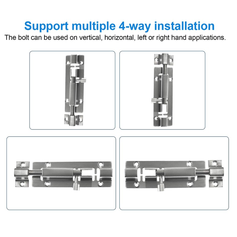 LDEXIN 2Pcs Door Security Slide Latch Lock, 4 inch/100mm Heavy