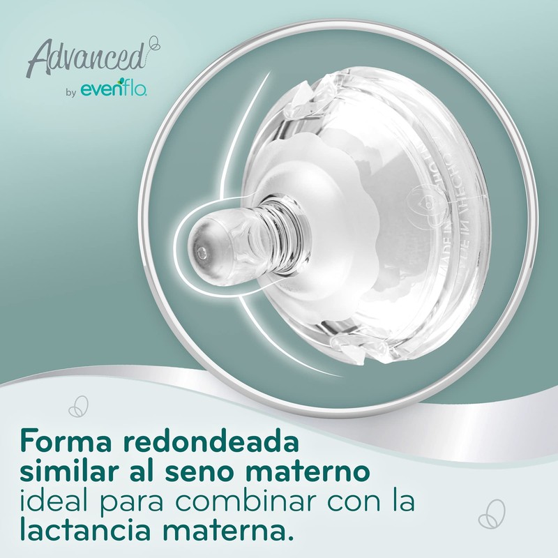 Advanced by Evenflo, Mamila Anticólicos, Cuello Ancho, Flujo Rápido, Paquete
