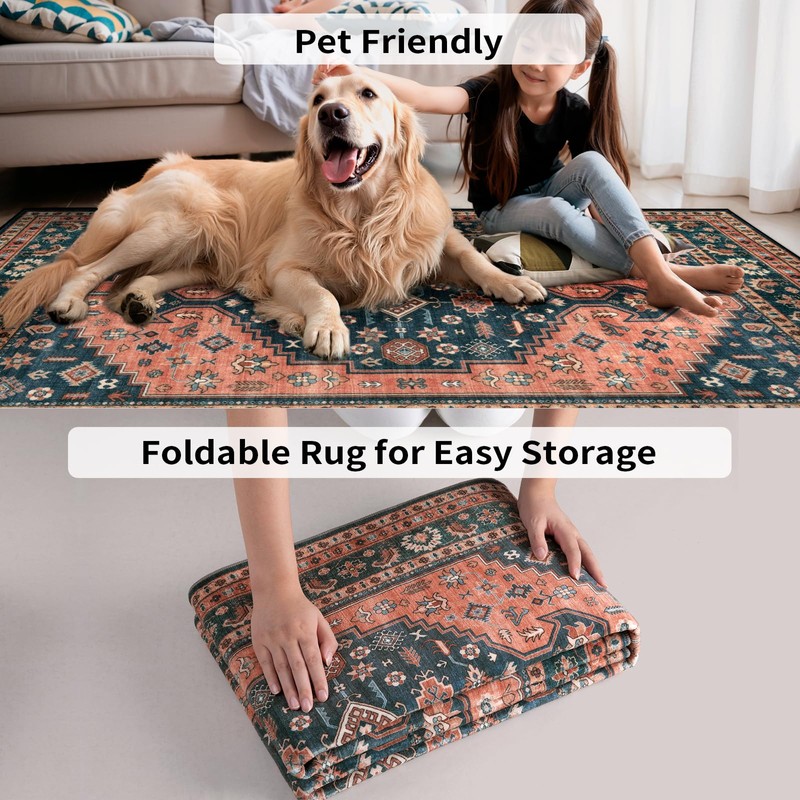 Tangsoo Oriental 2x3 Small Rug for Entryway,Washable Non-Slip Indoor Mat