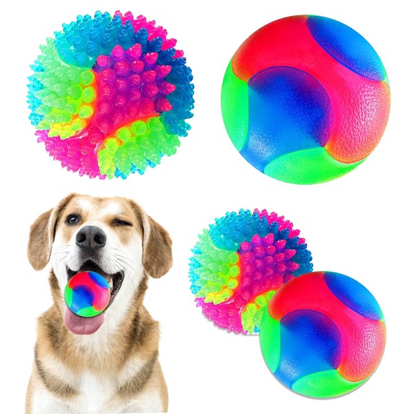 4 Pieces Light Up Dog Balls LED Flashing Spike Pet