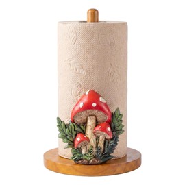 Mushroom Paper Towel Holder, Cottagecore Decor Whimsy Kitchen Decor, Cute Wood Paper Towel Holder Stand for Countertop, Coffee Bar Bathroom & Home