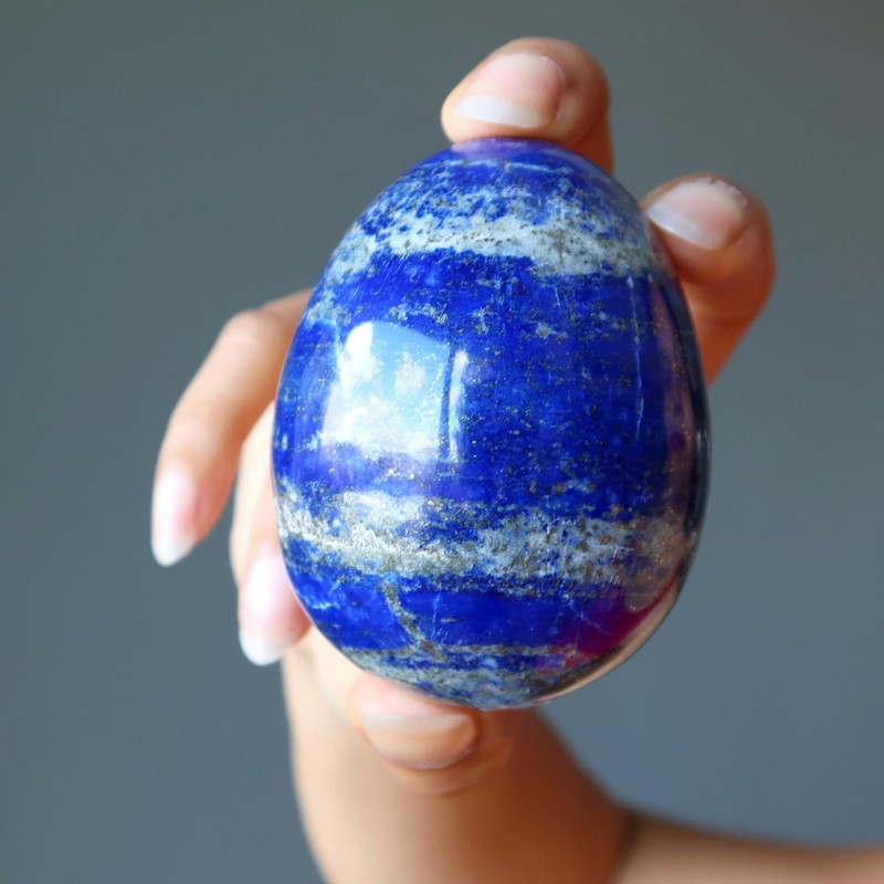 Satin Crystals Lapis Egg Royal Blue Afghan Lazuli 2.5-2.75 inch