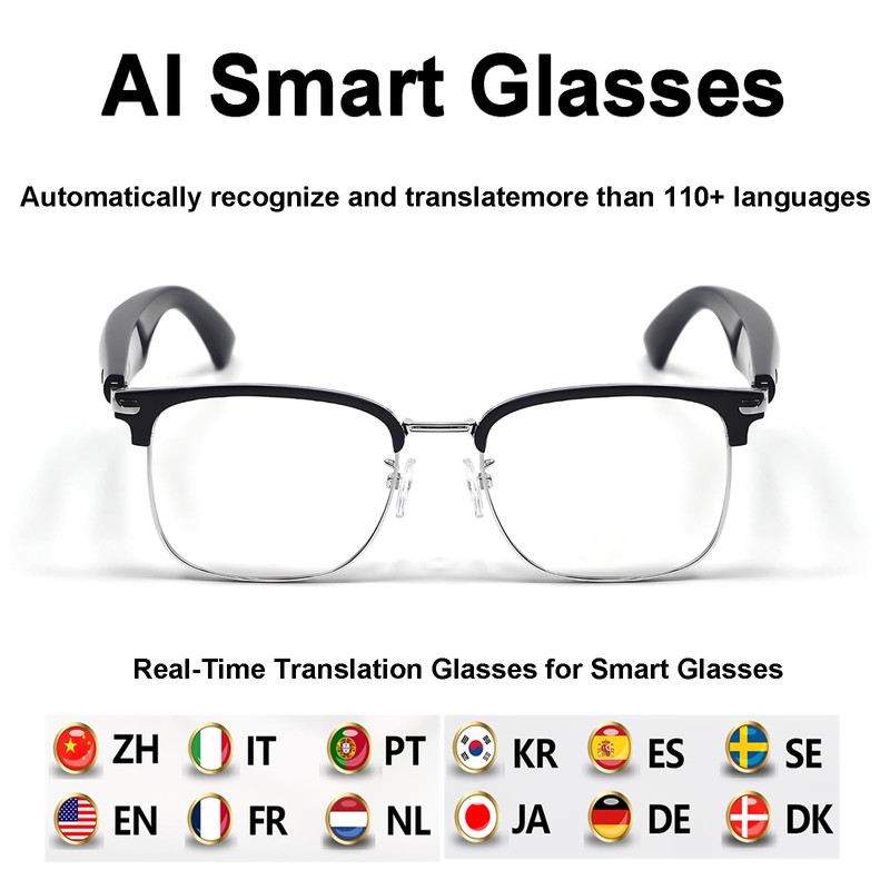 Yosugar Smart Translation Glasses with AI,Smart Bluetooth Glasses for Men,