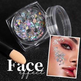 lentejuelas Gel Con Purpurina Corporal, Gel Corporal Con Para La Cara, Holográfico Brillante De Larga Duración, Lentejuelas Gruesas, Purpurina Para Ojos, Labios, Cabello, Uñas, Maquillaje Halloween (set 6#, m)