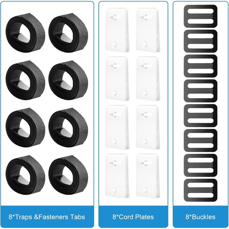Retaining Straps, Set of 8 Fastening Straps and Clips, Accessories