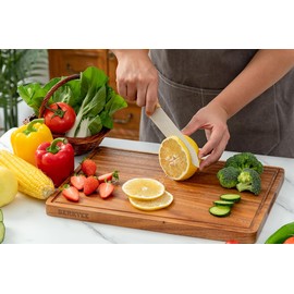 Berkvee Large Wooden Cutting Board, Durable, Thick Wooden Cutting Board with Juice Groove, Perfect for Meat, Vegetables, and Cheese,17 IN X 12 X 1 IN