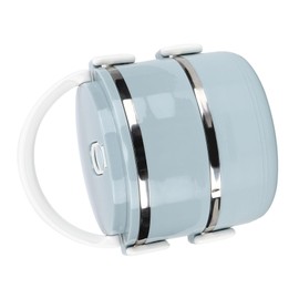 KIMISS Portable Stainless Steel Blue Rice Noodle Lunch Box Box Food Container - Reusable and, Ideal for Office and Travel Use (Double Layer)