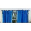 Indian Selections Lined-Enchanting Blue Tie Top Sheer Sari Cafe Curtain/Drape