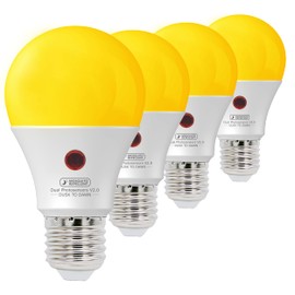 foco LED para mosquitos con sensor de luz diurna doble, sin errores y encendido/apagado automático depende del nivel de luz diurna 9 W, tornillo Edison E26, paquete de 4