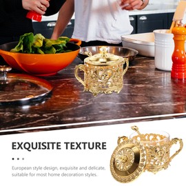 Luxshiny Turkish Sugar Bowl Serving Bowl with Lid Decorative Antique Ottoman Brass Bowl for Turkish Delights for Organising Storage Pantry