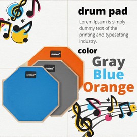 KakiKhaki Drum Pad, Rubber, High Bullets, For Practice, Silent, 8 Inches, For Training, Home Practice (Gray)