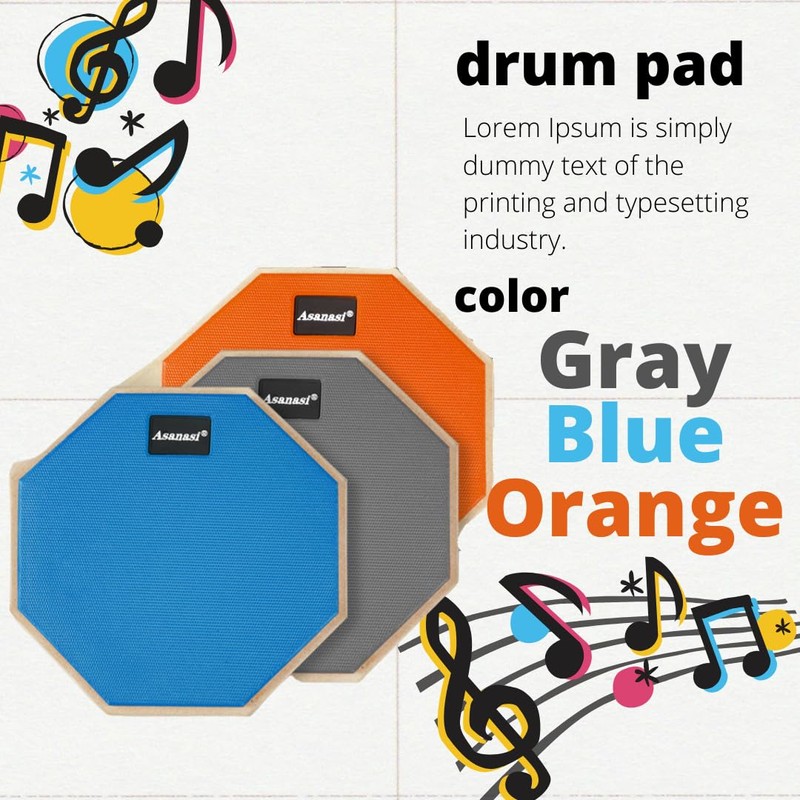 KakiKhaki Drum Pad, Rubber, High Bullets, For Practice, Silent, 8