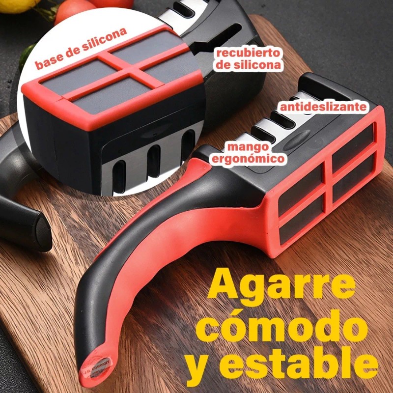 J.H. Company Afilador De Cuchillos Cocina Ergonómico 3 Etapas Manual