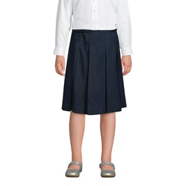 Lands' End Uniform Box Pleat Skirt Below The Knee Classic Navy Kids 12