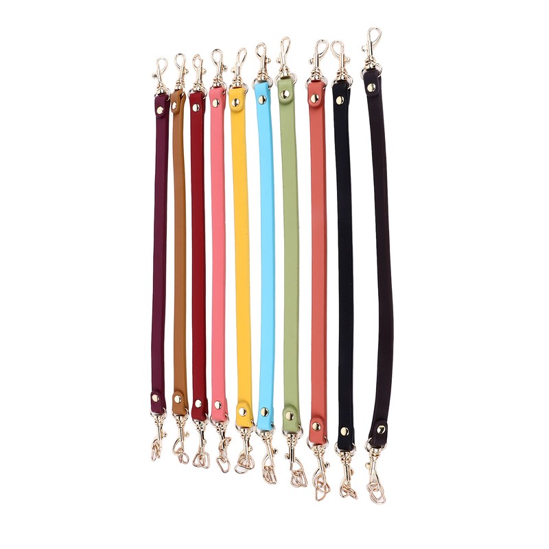 10Pcs Leather Bag Handles 12.2in Long 0.4in Wide Cattlehide Metal