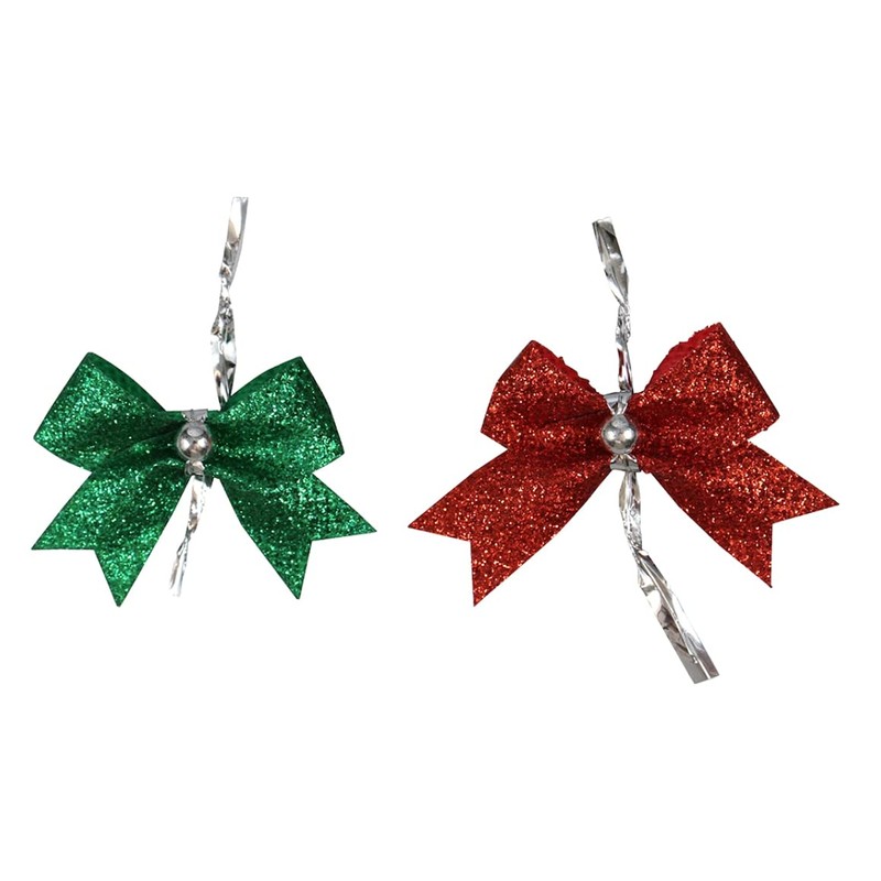 Crafters Square Mini Bows - Red and Green - 24