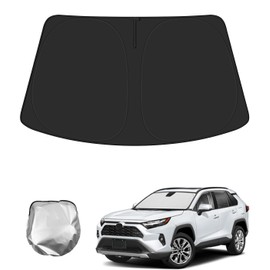 BIBLOZ Windshield Sun Shade for Toyota RAV4 2019-2023 2024 2025 Accessories Foldable Car PET Sunshade Keeps The Car Cool Inside(Include Hybrid Prime PHEV)