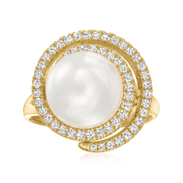 Ross-Simons 11mm Shell Pearl and .40 ct. t.w. CZ Swirl