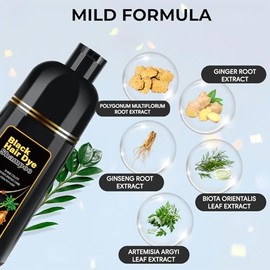 YOURTONE Tinte para El Cabello Negro Natural Champú Instantáneo y Fácil Solución 3 En 1 de Color de Cabello para Hombres y Mujeres - Fórmula A Base de