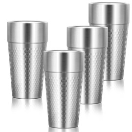 Offiper Stainless Cups, 19 oz Double Wall Insulated Tumbler, 4 Pack Unbreakable Stackable Water Tumblers Vacuum Insulated Metal Cup Premium Drinking Glasses for Travel Camping Home Outdoor Office
