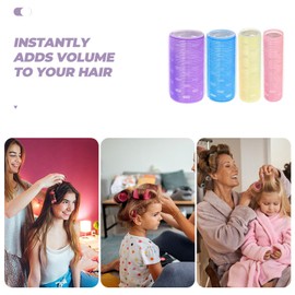 SEWACC 4pcs Self-holding Hair Rollers for All Hair Types Heat-conductive Curling Tool for Home and Salon Use for Adding Volume and Creating