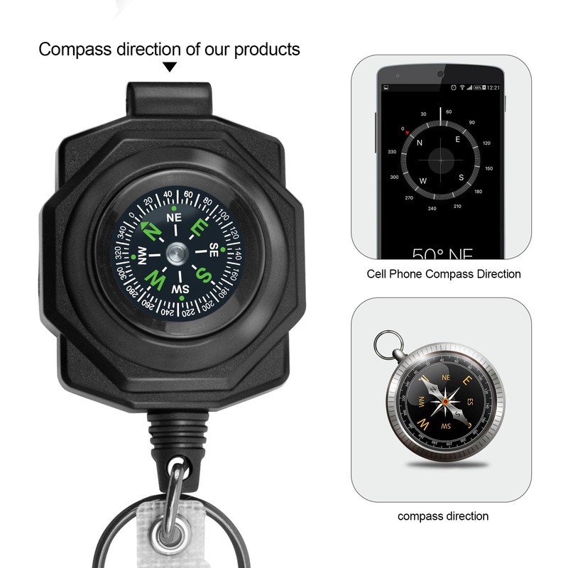 bolimoss Heavy Duty Retractable Keychain with Carabiner Compass, 2 Pack