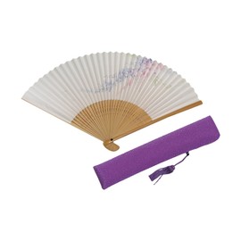 Hasegawa Women's Kyo Fan, Fan Bag Included, Gift Box Included, Wisteria Flower