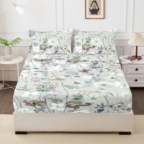 HCORA Fitted Sheet Full & Pillowcases - 100% Brushed Microfiber