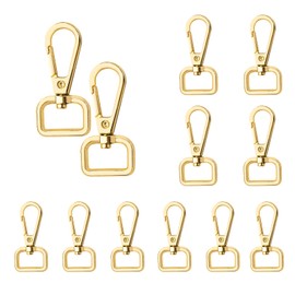 TAIYOU Pack of 12 Golden Swivel Lobster Hooks Rotating Alloy Carabiner Hooks Key Chain Snap Hook Buckles for Production of Handmade Bags Backpacks Crafts Used