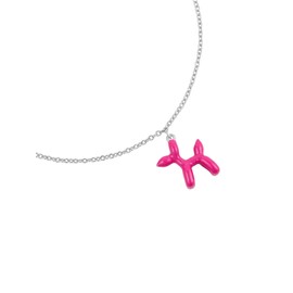 GLANZSTÜCKE MÜNCHEN Damen Armband aus 925/- Sterling Silber rhodiniert mit Ballon-Hund Emaille pink