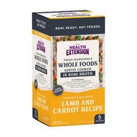 Health Extension Gently Cooked Fresh Lamb & Carrot Dog Food, (9 oz, 255 g) – Bowl Ready with Bone Broth, Omega-3s & Superfoods for All Life Stages (Case of 5 Pouches)
