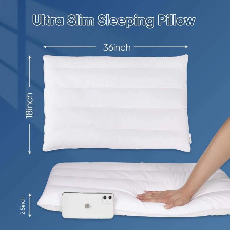 MINUPWELL Ultra Flat Pillows for Sleeping Thin, 7D High Support