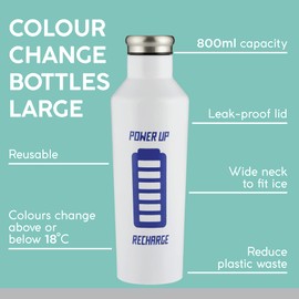 Typhoon Pure 800 ML Stainless Steel Colour Changing Bottle With Power Up Slogan