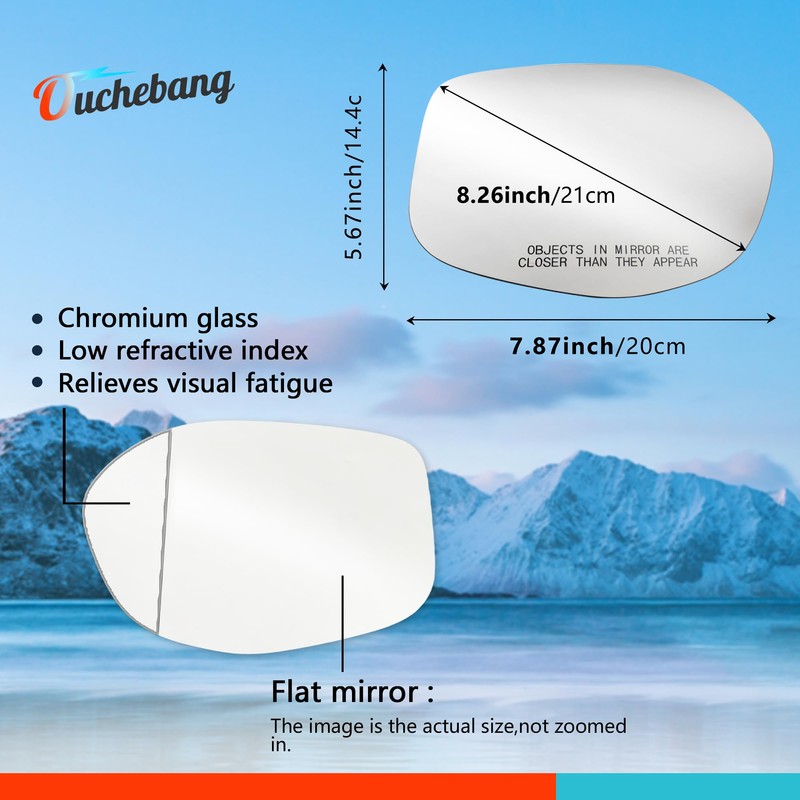 Ouchebang Driver Left Side Heated Mirror Glass Replacement for 2014,2015,2016,2017