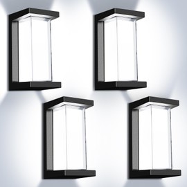 Juyace 18W Led Outdoor Wall Light 4 Pack Budget-Friendly Exterior Lighting Fixtures Modern Front Porch Wall Sconces Outside for House 1800Lm Black 6000K IP65 for Garage Patio Front Door Entryway