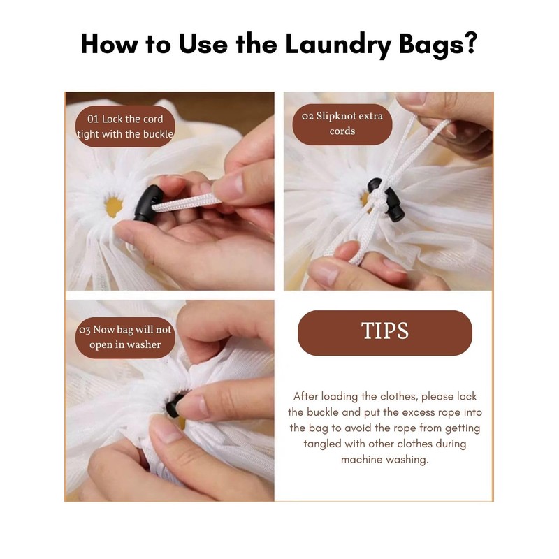 3 Pcs Mesh Laundry Bags with Drawstring,Washing Bags for Washing